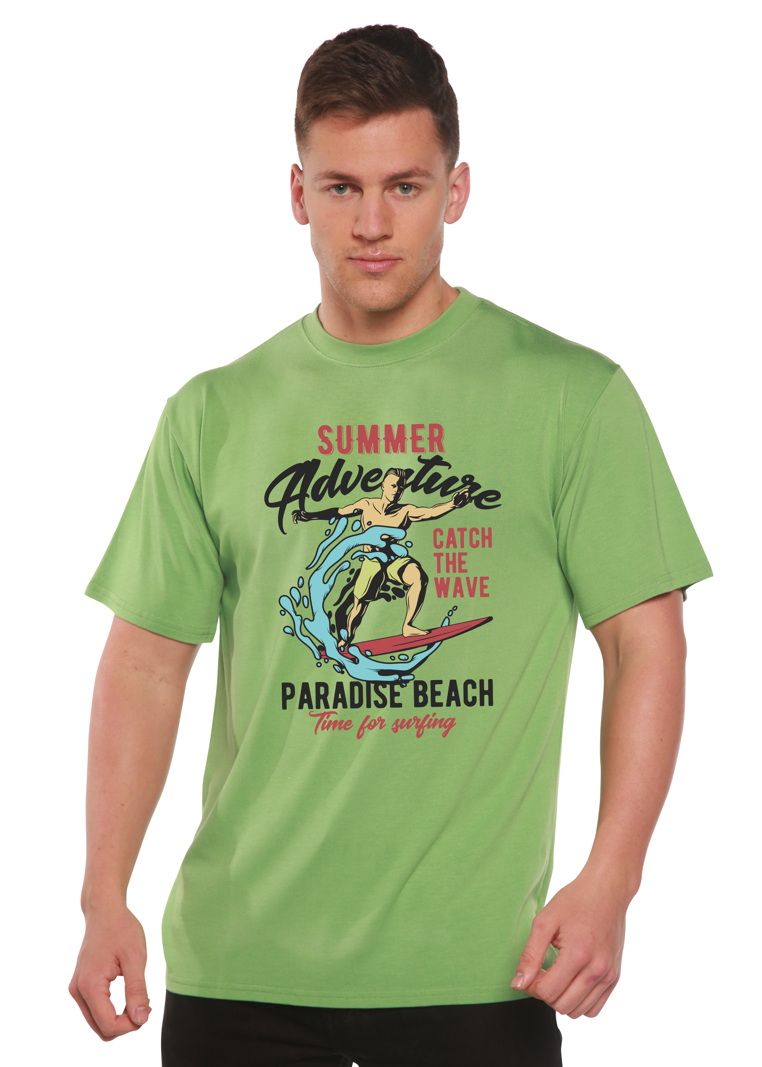 Catch The Wave Men's Bamboo Viscose/Organic Cotton Short Sleeve Graphic T-Shirt
