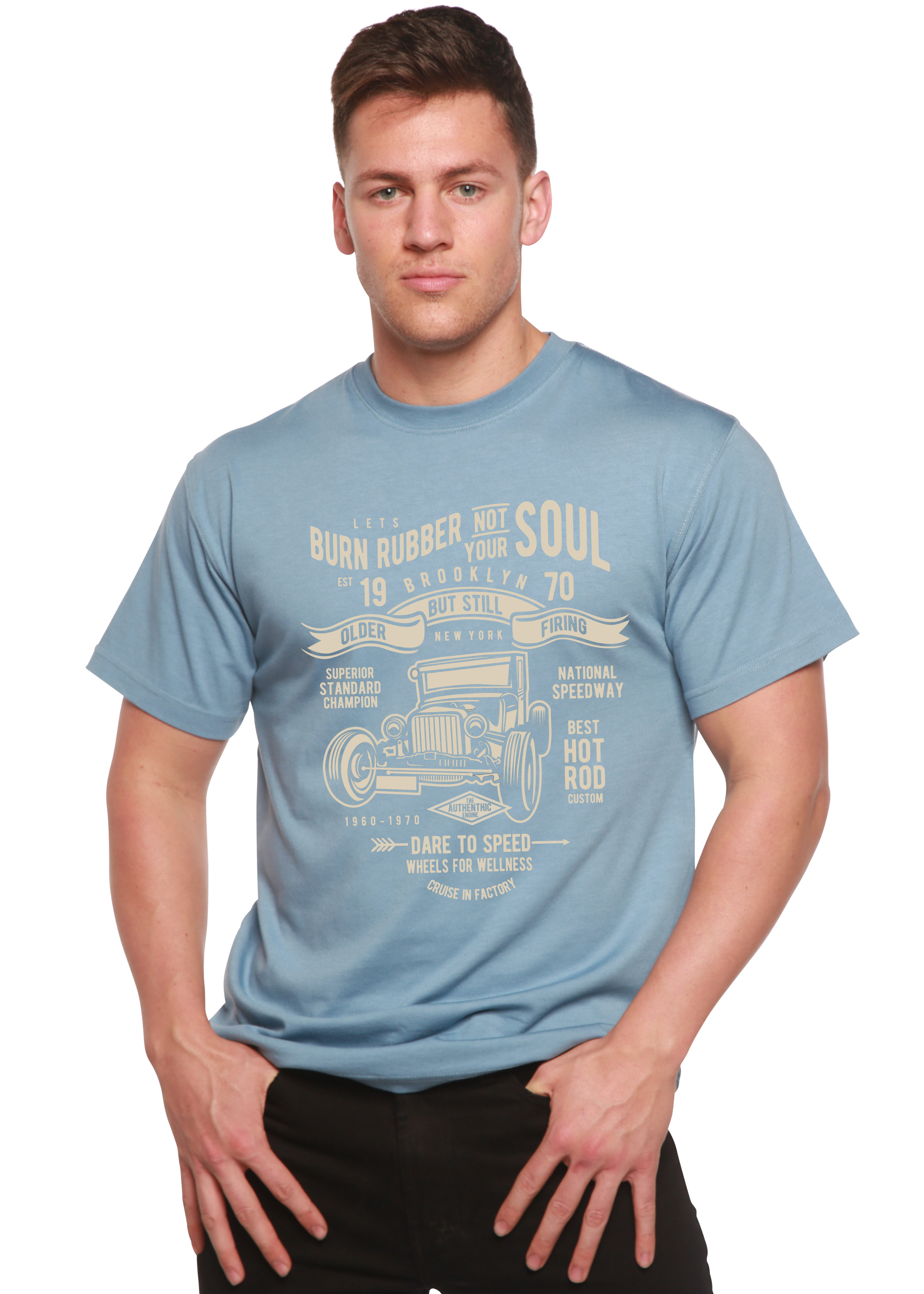 Burn Rubber Men's Bamboo Viscose/Organic Cotton Short Sleeve Graphic T-Shirt
