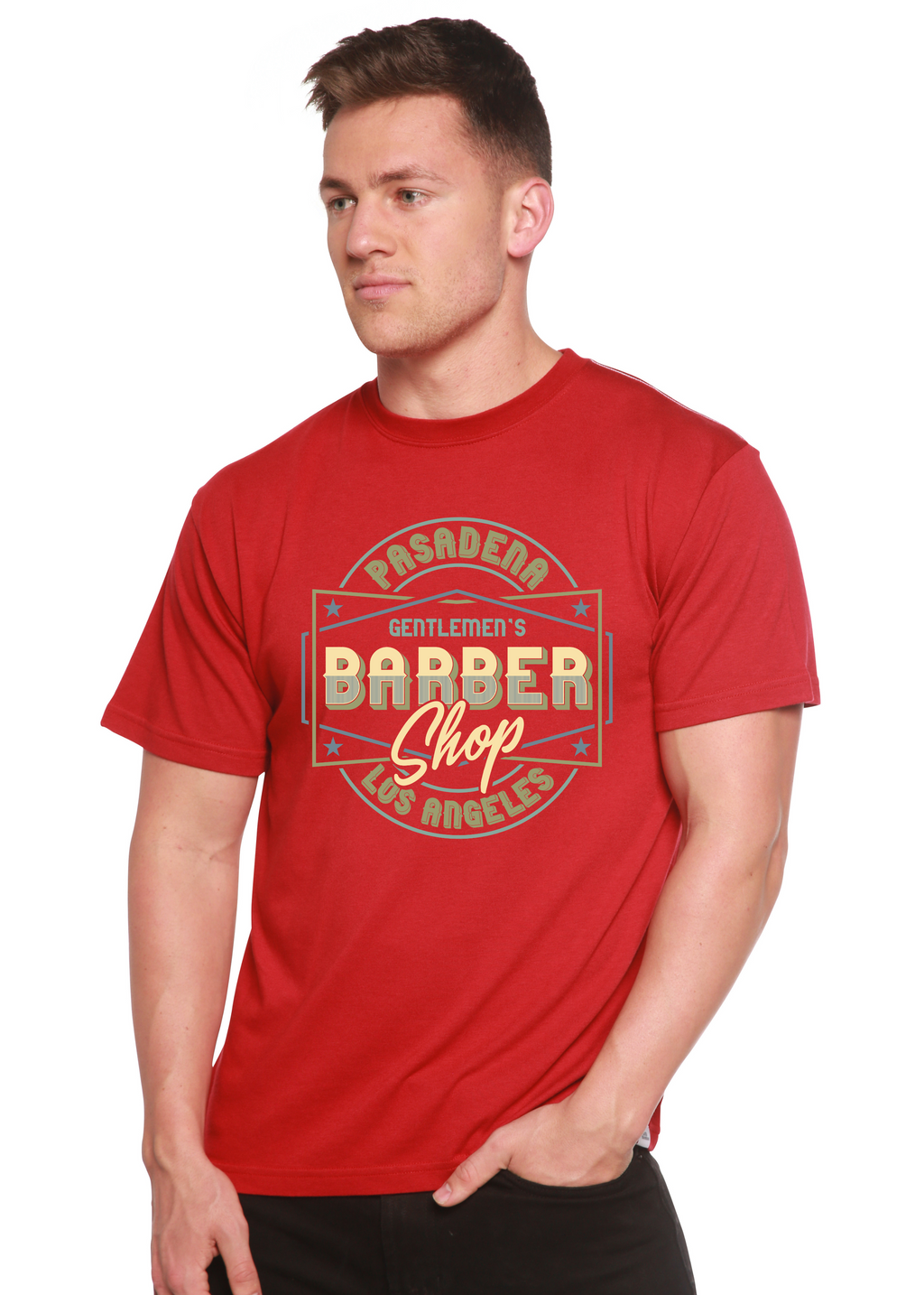 Gentlement's Barber Shop Men's Bamboo Viscose/Organic Cotton Short Sleeve Graphic T-Shirt