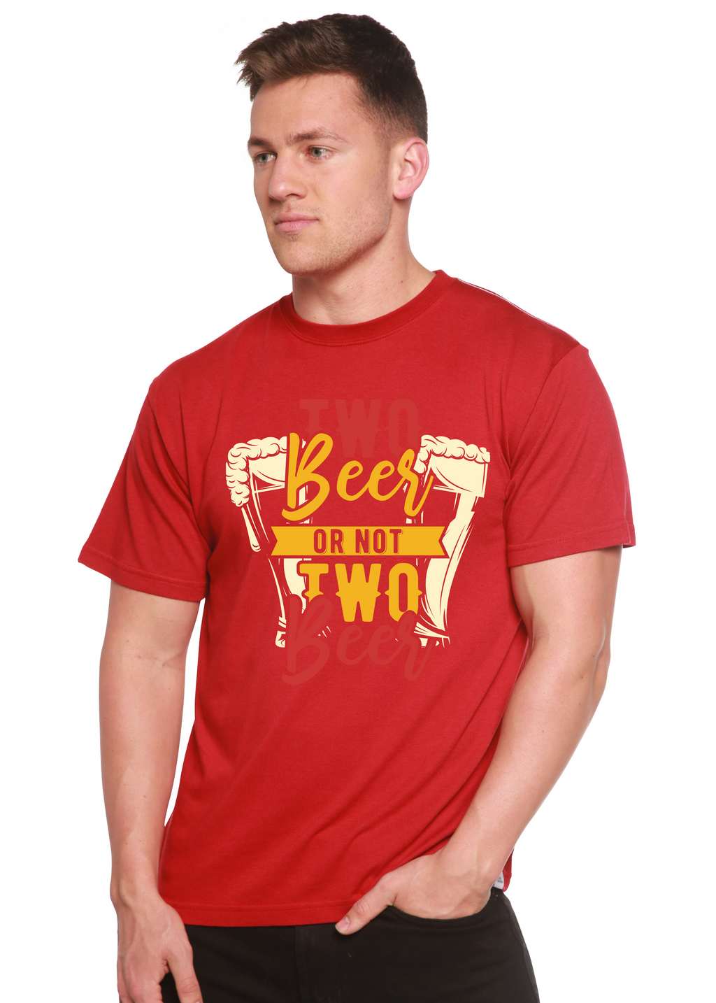 Two Beer Men's Bamboo Viscose/Organic Cotton Short Sleeve Graphic T-Shirt