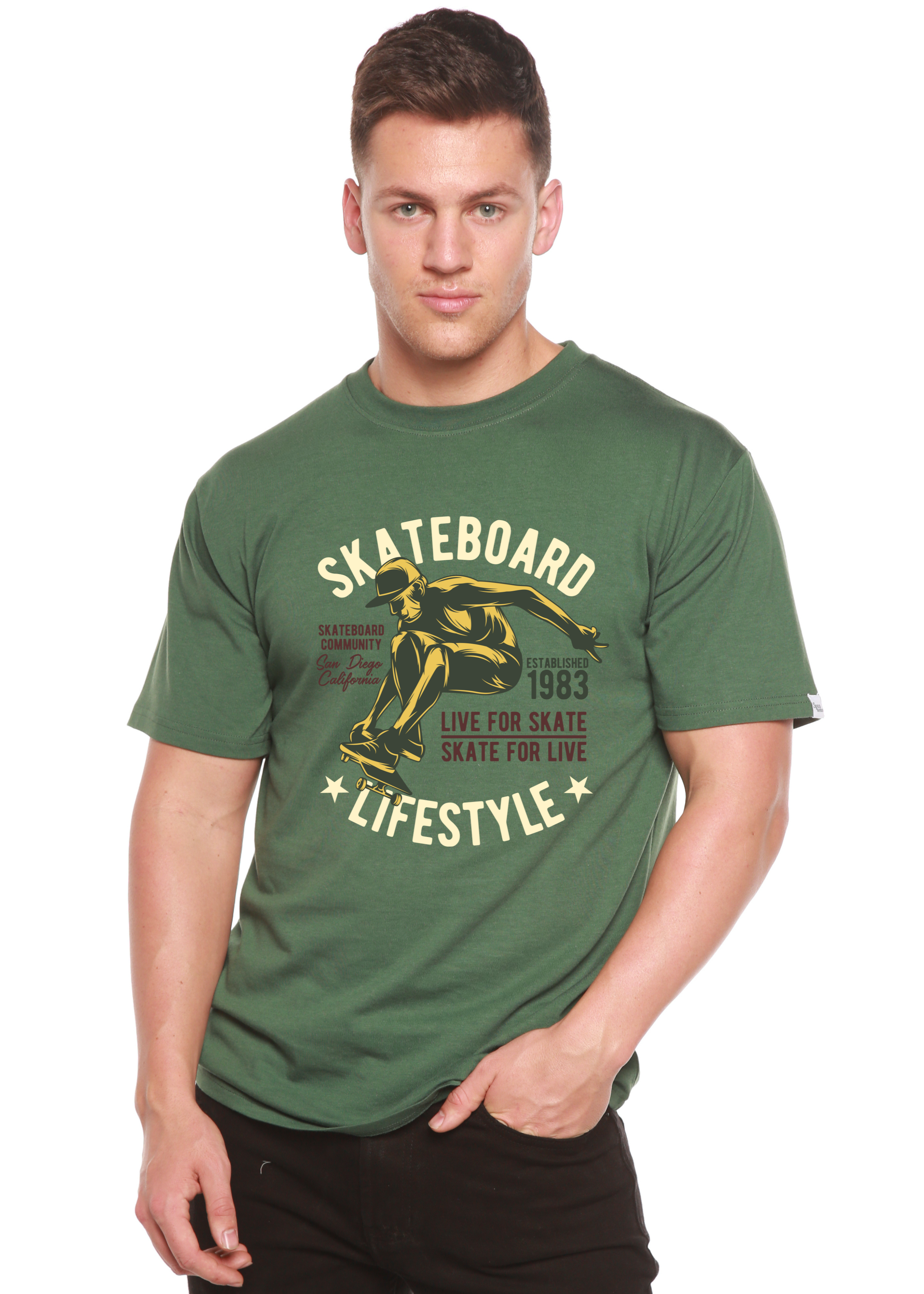 Skateboard Lifestyle Men's Bamboo Viscose/Organic Cotton Short Sleeve Graphic T-Shirt