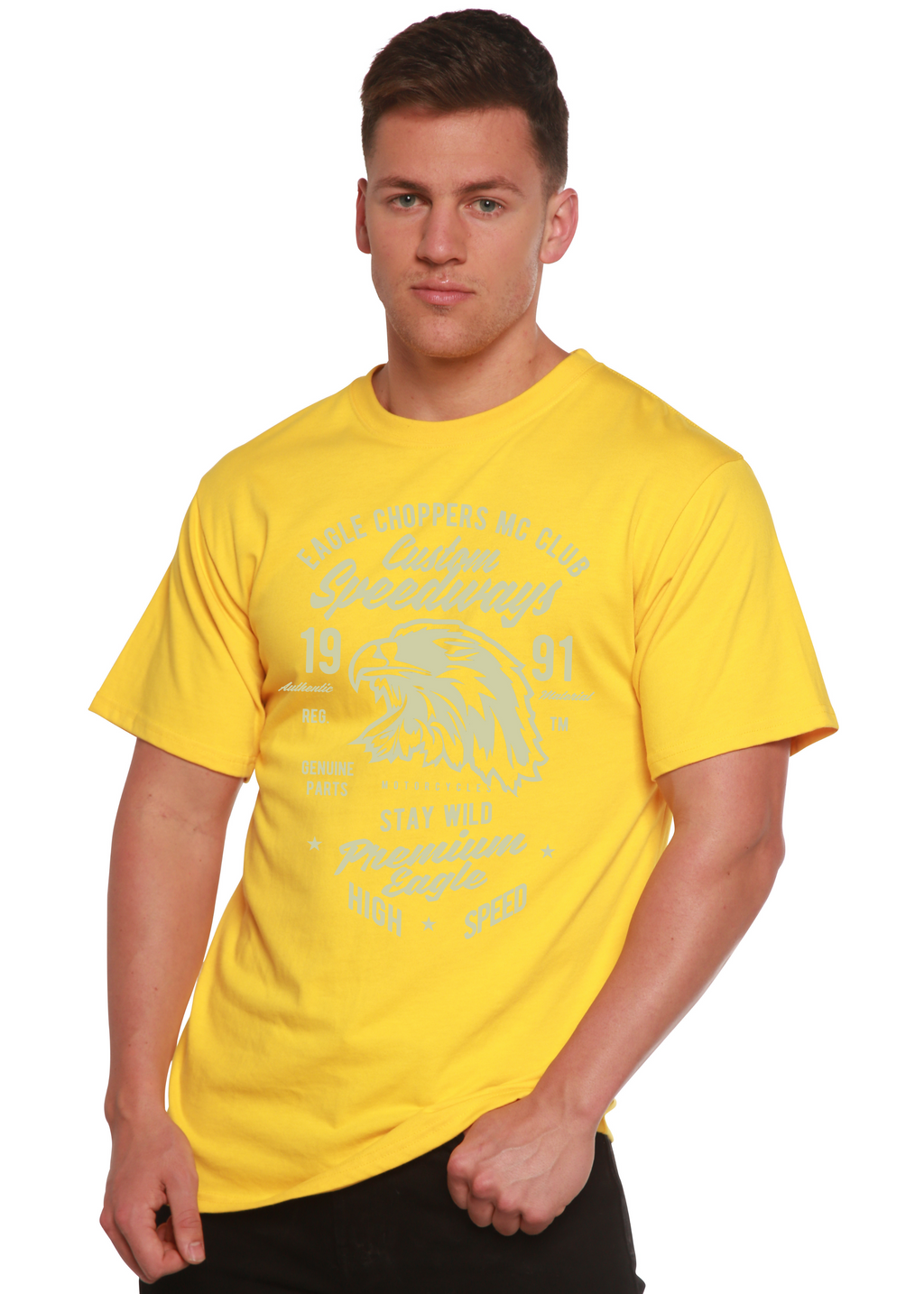 Custom Speedways Premium Eagle Men's Bamboo Viscose/Organic Cotton Short Sleeve Graphic T-Shirt