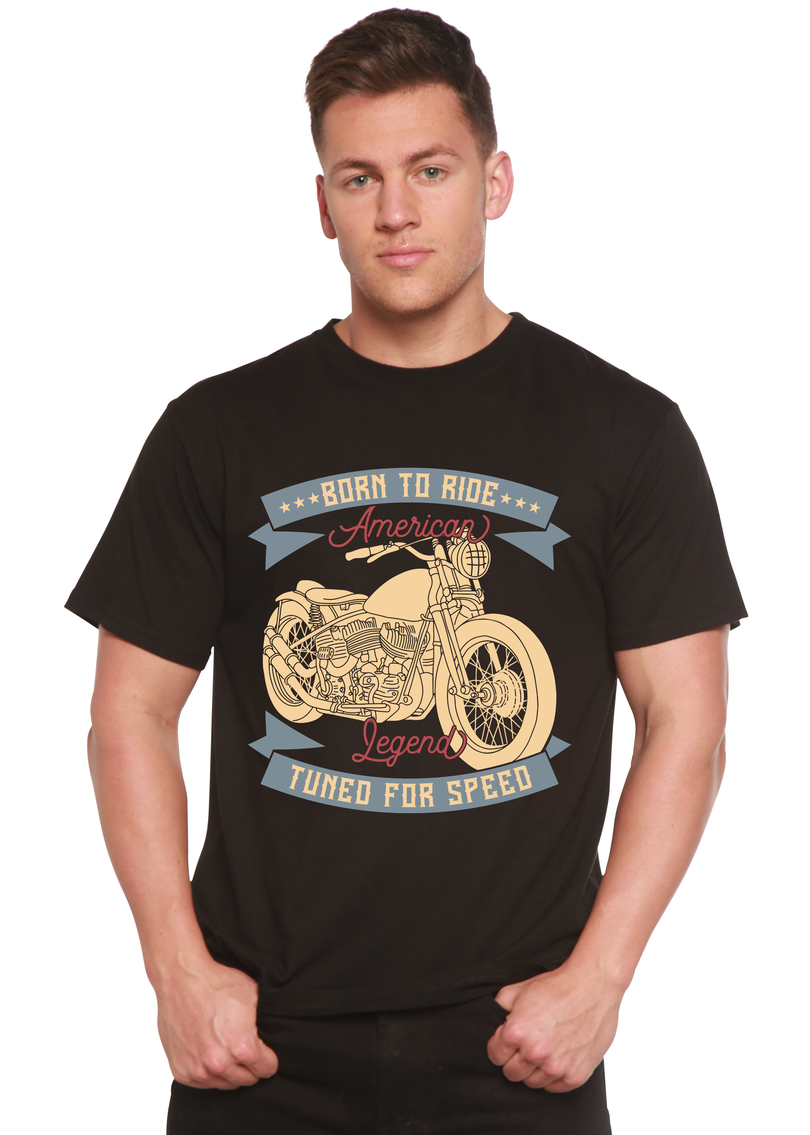 Born To Ride American Legend Men's Bamboo Viscose/Organic Cotton Short Sleeve Graphic T-Shirt