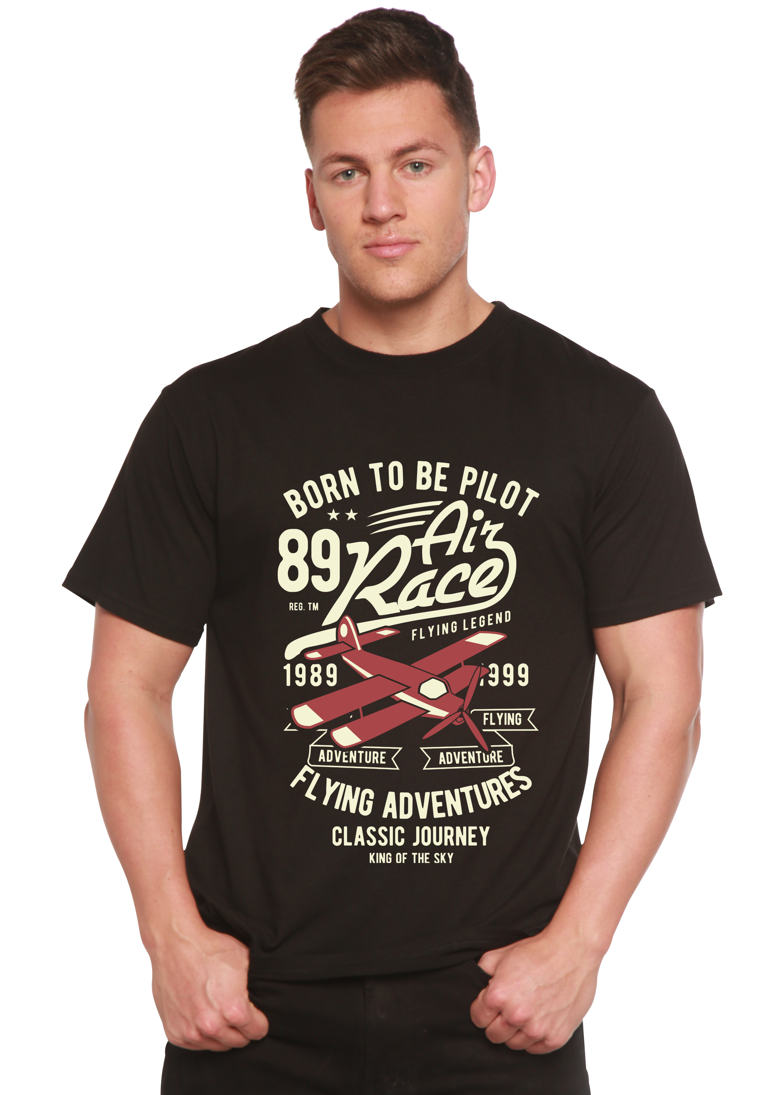 Born To Be Pilot Men's Bamboo Viscose/Organic Cotton Short Sleeve Graphic T-Shirt