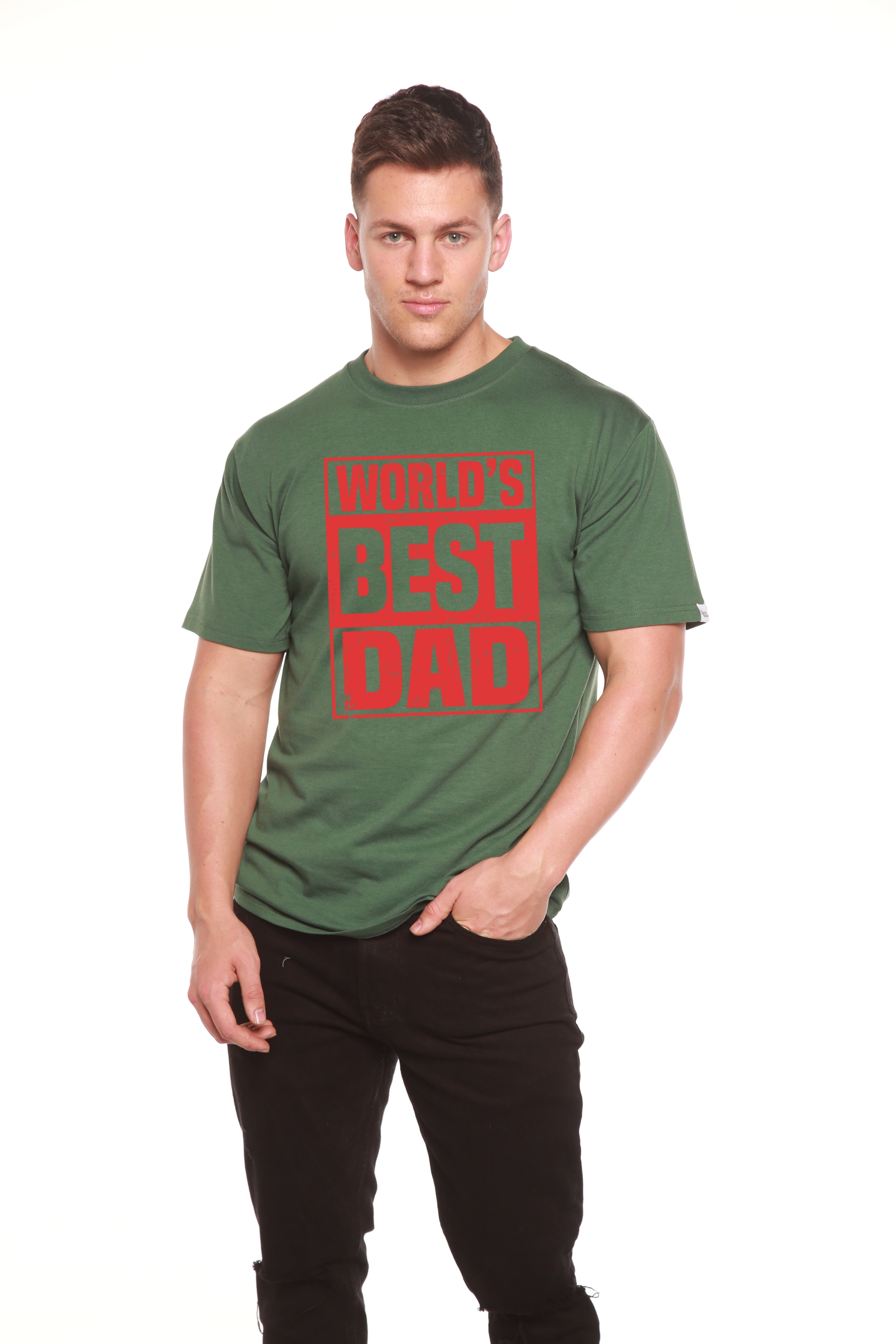 World's Best Dad Men's Bamboo Viscose/Organic Cotton Short Sleeve Graphic T-Shirt