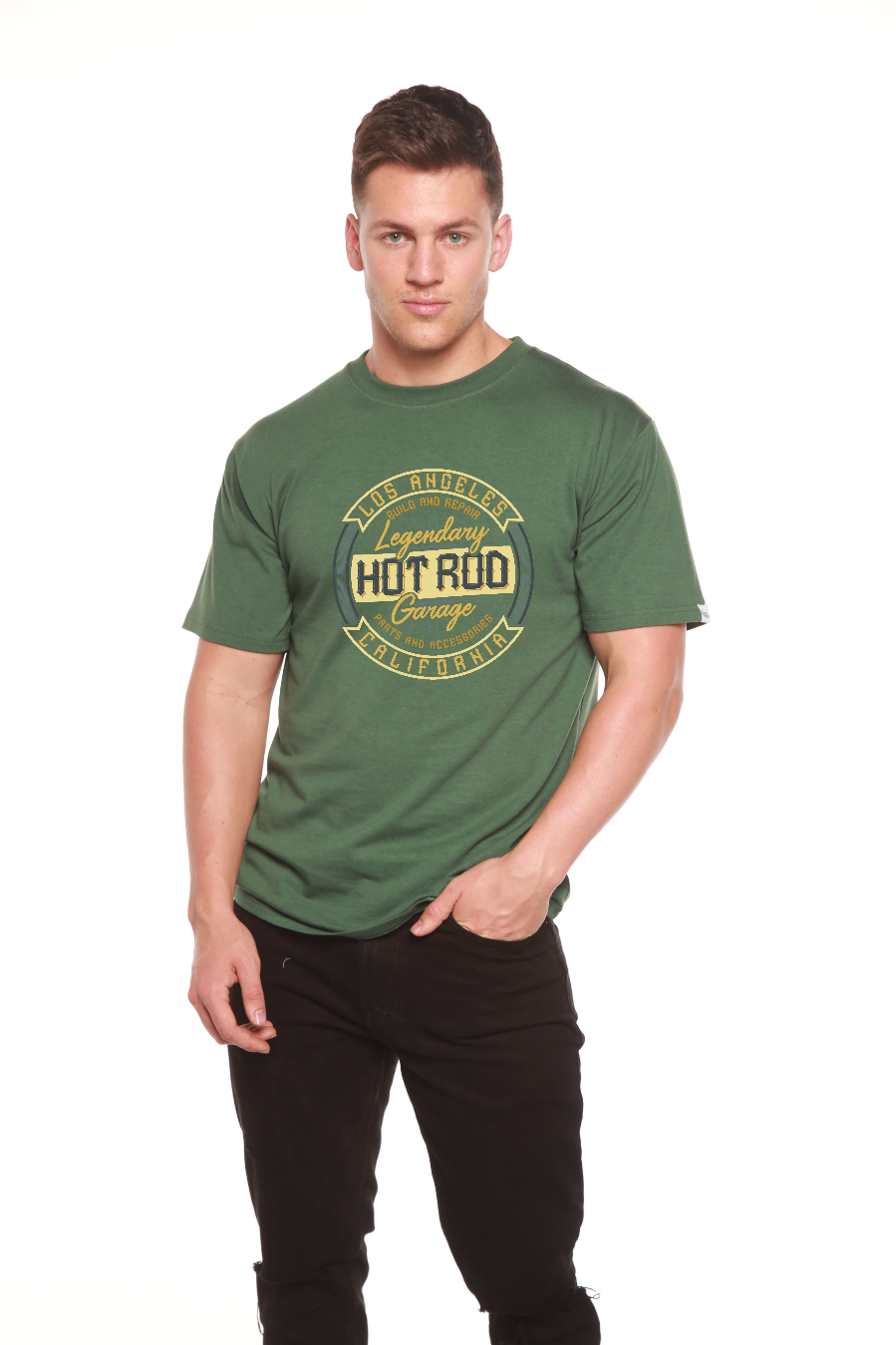 HOT ROO Men's Bamboo Viscose/Organic Cotton Short Sleeve Graphic T-Shirt